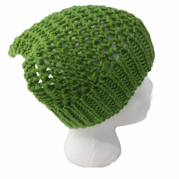 Hand Knit Moss Green Adult Cottagecore Bandana - Picture 2 of 5